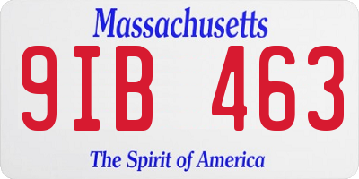 MA license plate 9IB463