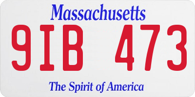 MA license plate 9IB473