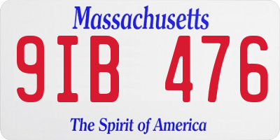 MA license plate 9IB476