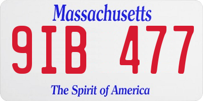 MA license plate 9IB477