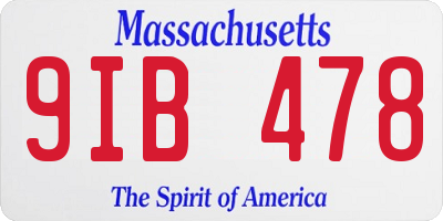 MA license plate 9IB478