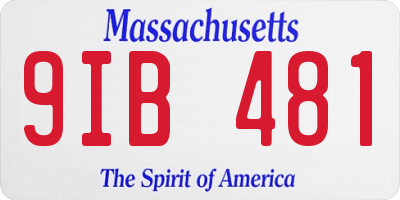 MA license plate 9IB481