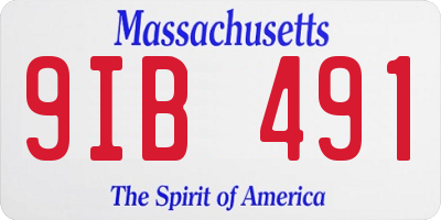 MA license plate 9IB491