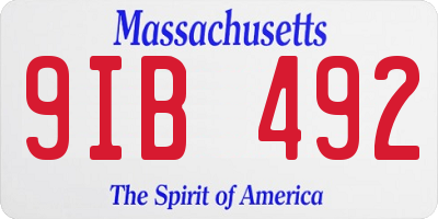 MA license plate 9IB492