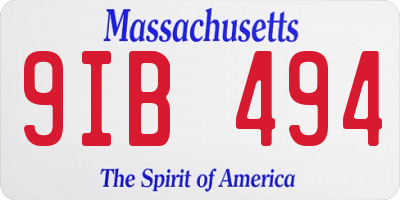 MA license plate 9IB494