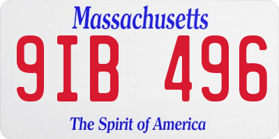 MA license plate 9IB496