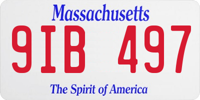 MA license plate 9IB497