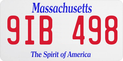 MA license plate 9IB498