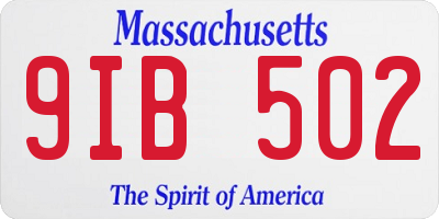 MA license plate 9IB502