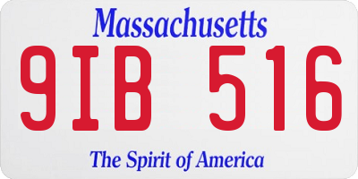MA license plate 9IB516