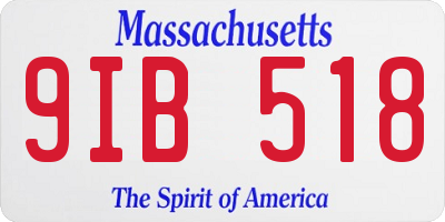 MA license plate 9IB518