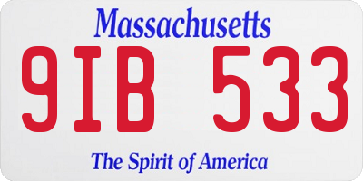 MA license plate 9IB533