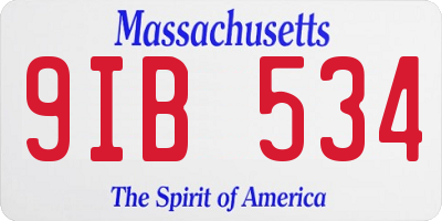 MA license plate 9IB534