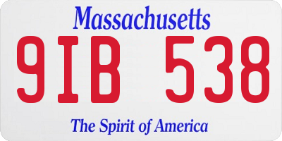 MA license plate 9IB538
