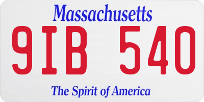 MA license plate 9IB540