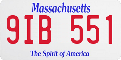 MA license plate 9IB551
