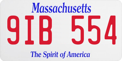 MA license plate 9IB554