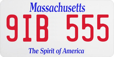 MA license plate 9IB555