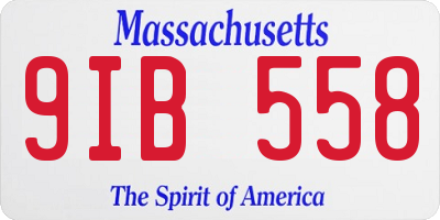 MA license plate 9IB558
