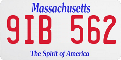 MA license plate 9IB562