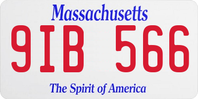 MA license plate 9IB566