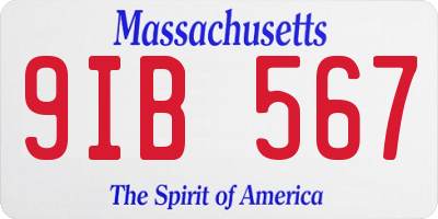 MA license plate 9IB567
