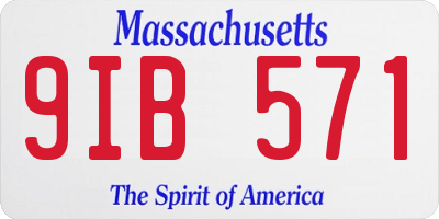 MA license plate 9IB571