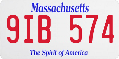MA license plate 9IB574