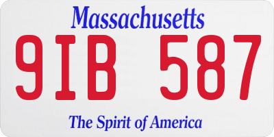 MA license plate 9IB587