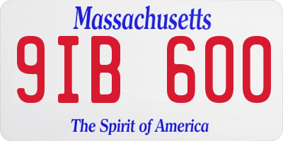MA license plate 9IB600