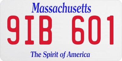MA license plate 9IB601
