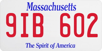 MA license plate 9IB602