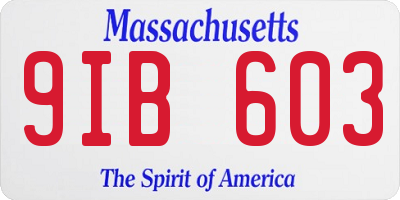 MA license plate 9IB603