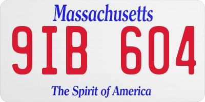 MA license plate 9IB604