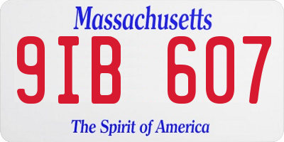 MA license plate 9IB607