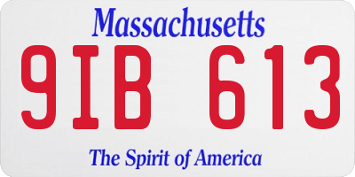 MA license plate 9IB613