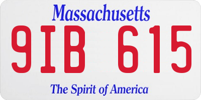 MA license plate 9IB615