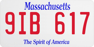 MA license plate 9IB617