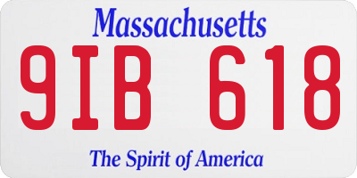 MA license plate 9IB618