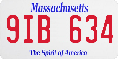 MA license plate 9IB634