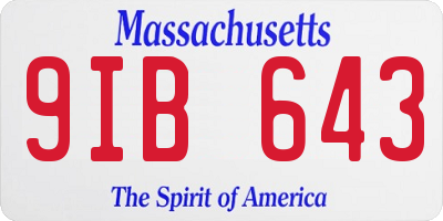 MA license plate 9IB643