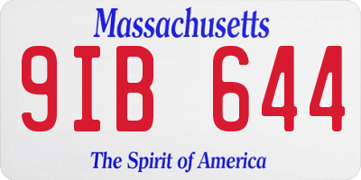 MA license plate 9IB644