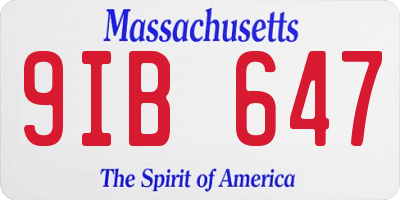 MA license plate 9IB647