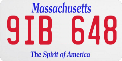 MA license plate 9IB648