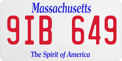MA license plate 9IB649