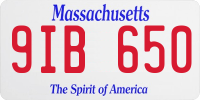 MA license plate 9IB650