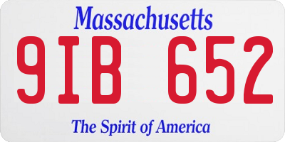 MA license plate 9IB652