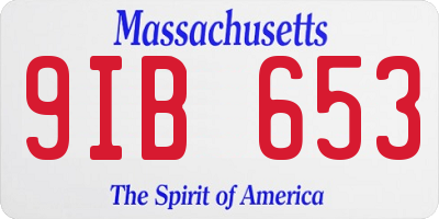 MA license plate 9IB653