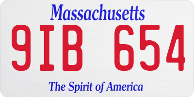 MA license plate 9IB654