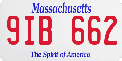 MA license plate 9IB662